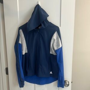 Adidas Blue and White Hooded Jacket